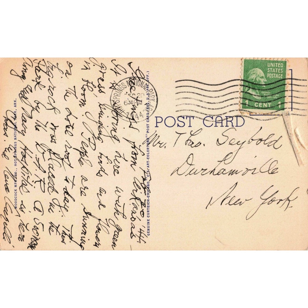 Hot Springs National Park Arkansas AR Tufa Rock Linen Postcard Curt Teich 1944 - Picture 2 of 2